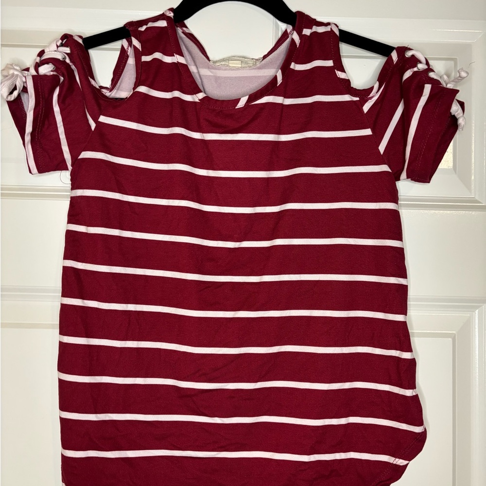 Striped Cold Shoulder Top